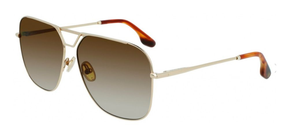 Женские солнцезащитные очки Victoria Beckham VB217S 702, цвет: золотой, цвет линзы: коричневый, прямоугольные, #1