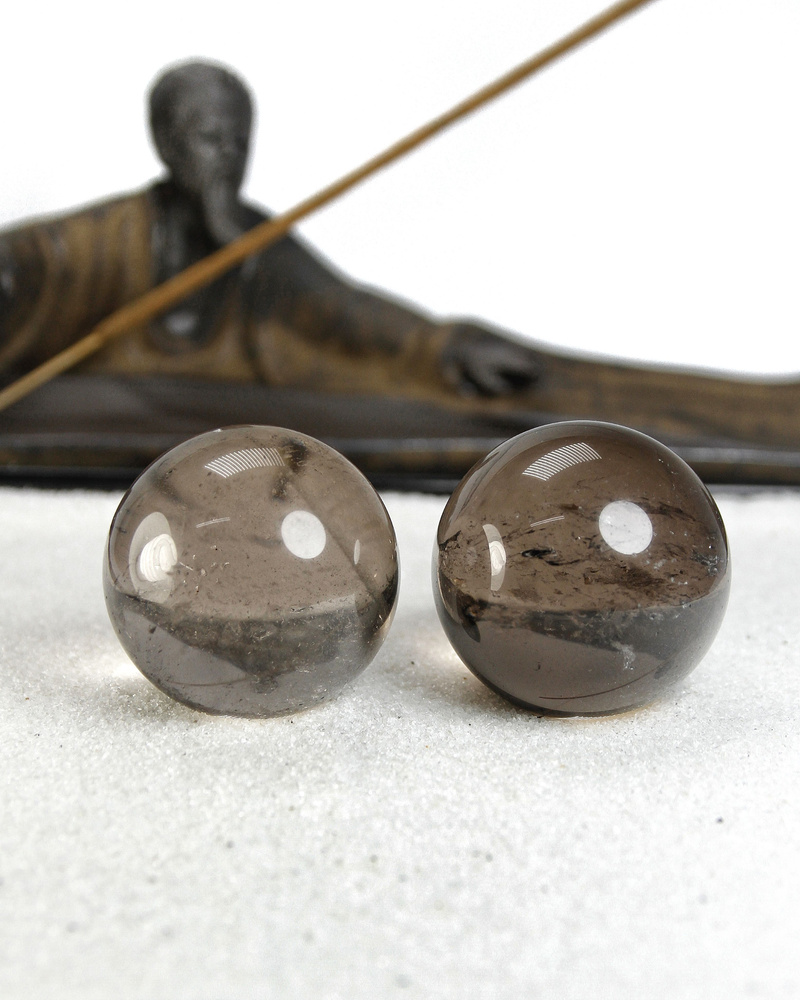 Массажные шары Баодинг Раухтопаз - диаметр 31-33 мм, натуральный камень, 2 шт - для стоунтерапии, здоровья #1