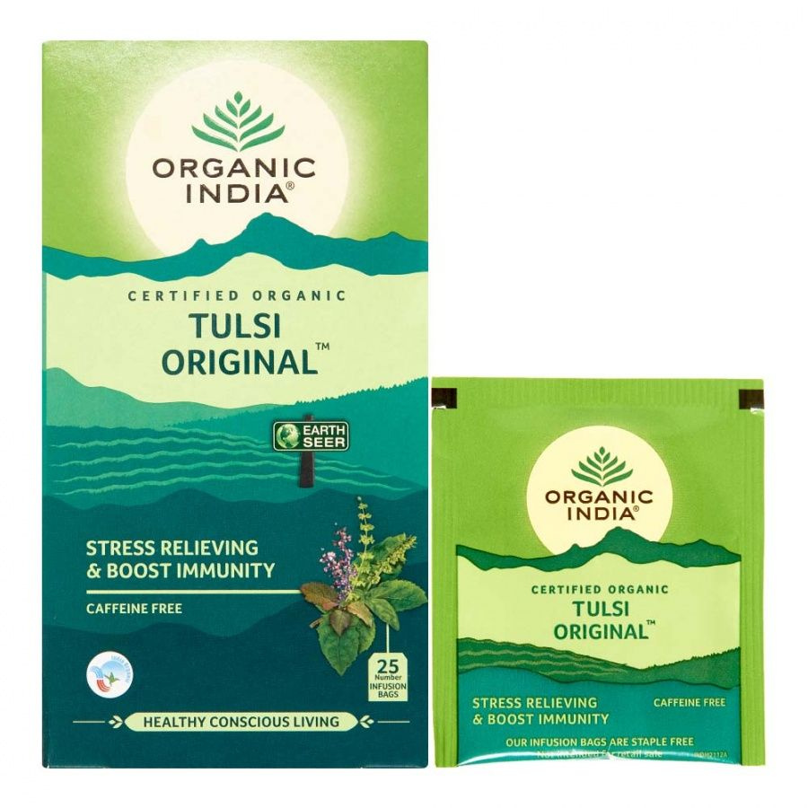 Травяной зеленый чай Тулси ORGANIC INDIA, 25 пакетиков #1