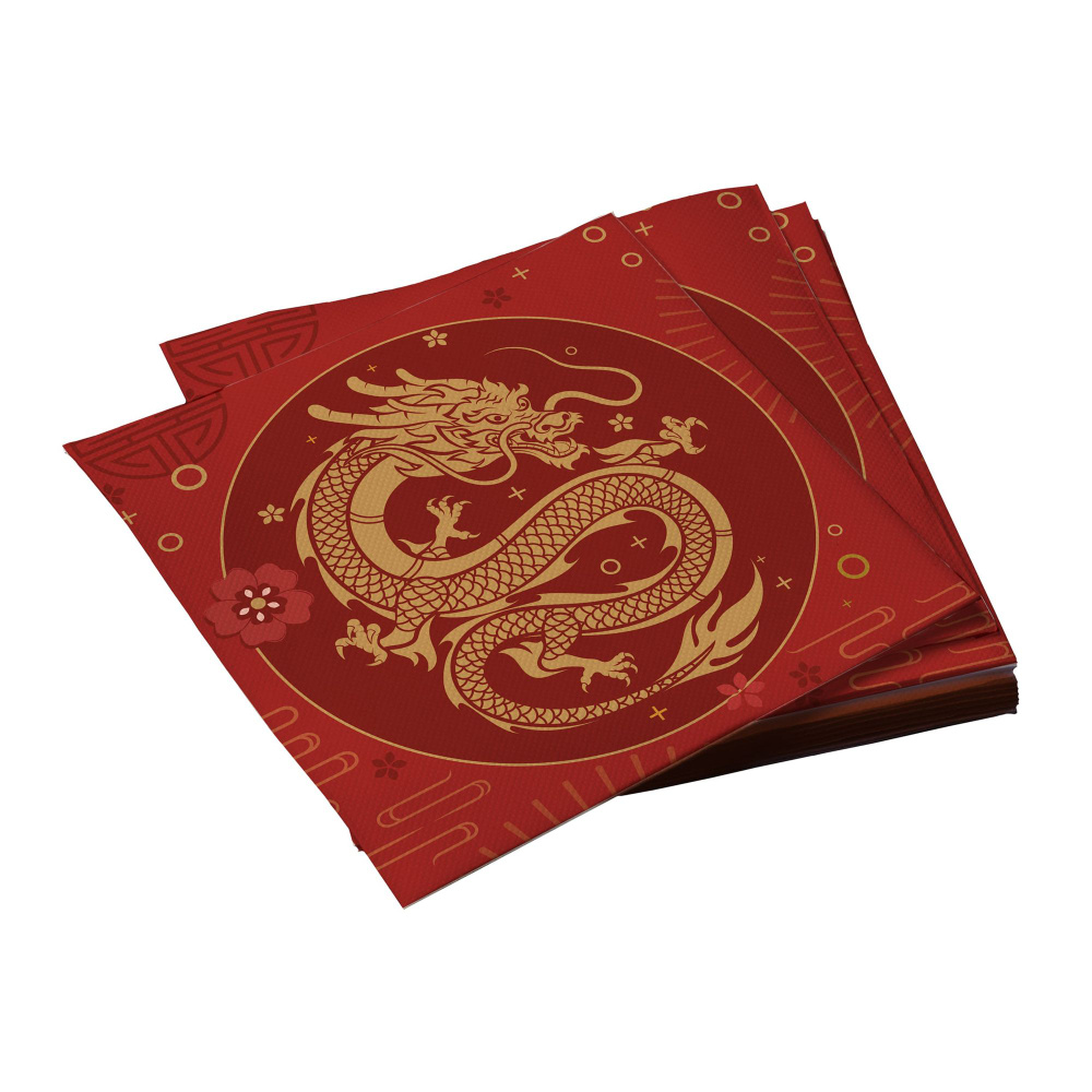 Бумажные салфетки для праздника и сервировки стола ND Play / Золотой дракон (33х33 см, 1 упаковка, 20 #1