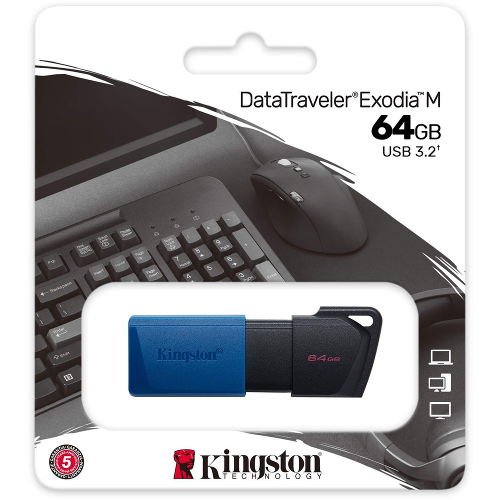 Флеш Диск Kingston 64GB DataTraveler Exodia M DTXM/64GB USB3.0 черный/синий #1