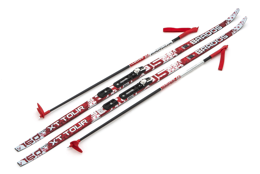 Лыжный комплект NNN с палками и креплением Rottefella - 160 см STEP XT TOUR Red / с насечками  #1