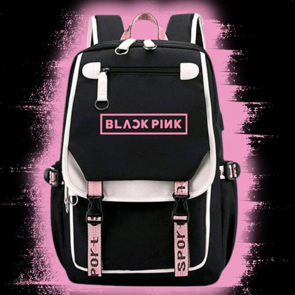 Рюкзак школьный blackpink для школы с надписью black pink #1