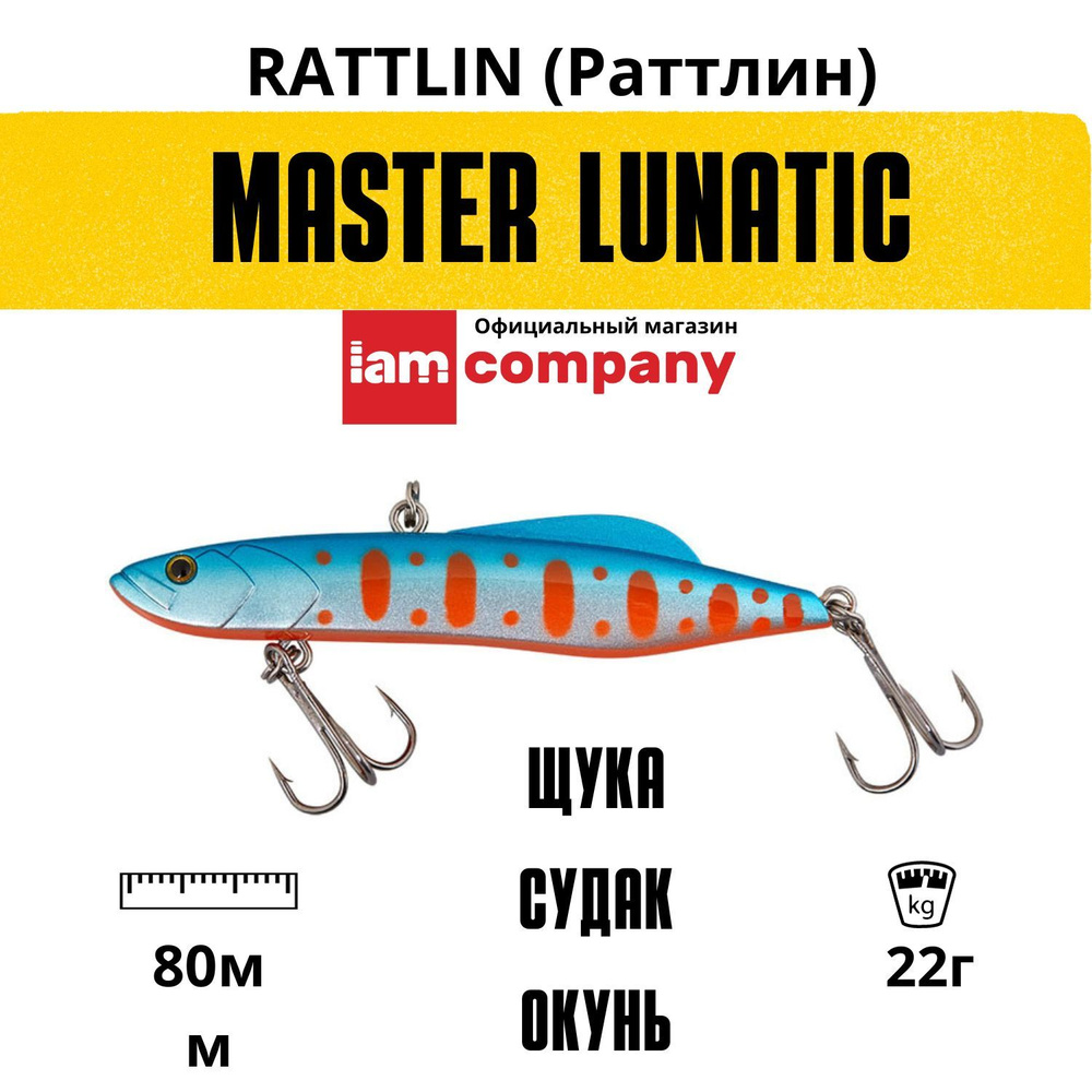 Воблер Раттлин MASTER LUNATIC Vib приманка для зимней и летней рыбалки 80mm 22g цвет V08  #1