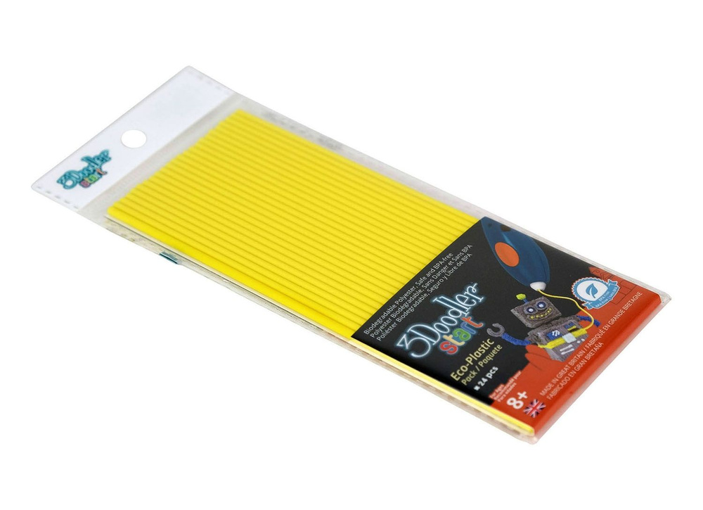 Пластик к 3D ручке 3Doodler Start, цвет желтый 24 штуки (3DS-ECO04-YELLOW-24)  #1