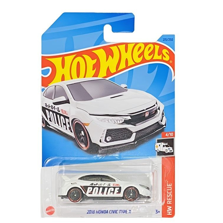 HKJ21 Машинка металлическая игрушка Hot Wheels коллекционная модель 2018 Honda Civic Type R белый;черный #1