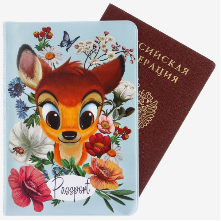 Обложка на паспорт Disney Бэмби, для девочек, обложка для паспорта  #1