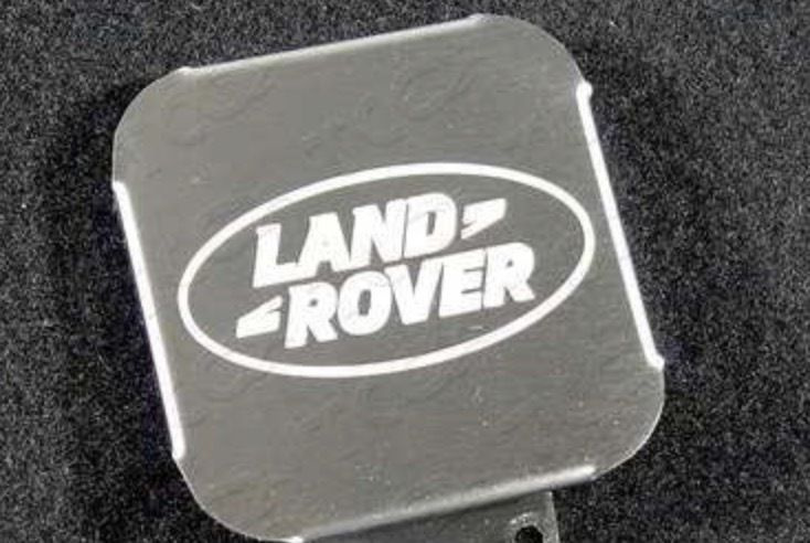 Заглушка на фаркоп под квадрат 50x50 с логотипом Land Rover, (нерж.сталь) TCUZLNDROV1  #1