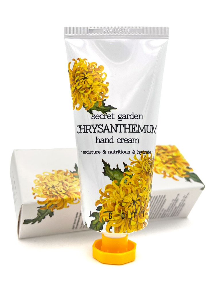 Jigott Крем для рук увлажняющий и питающий с экстрактом хризантемы Корея Secret Garden Chrysantheum Hand #1
