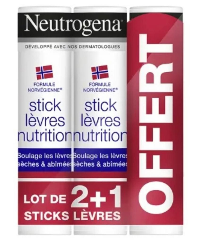 Neutrogena stick levres nutrition/ Питательный бальзам для губ Neutrogena, 4,8г.х 3шт.Норвежская формула. #1