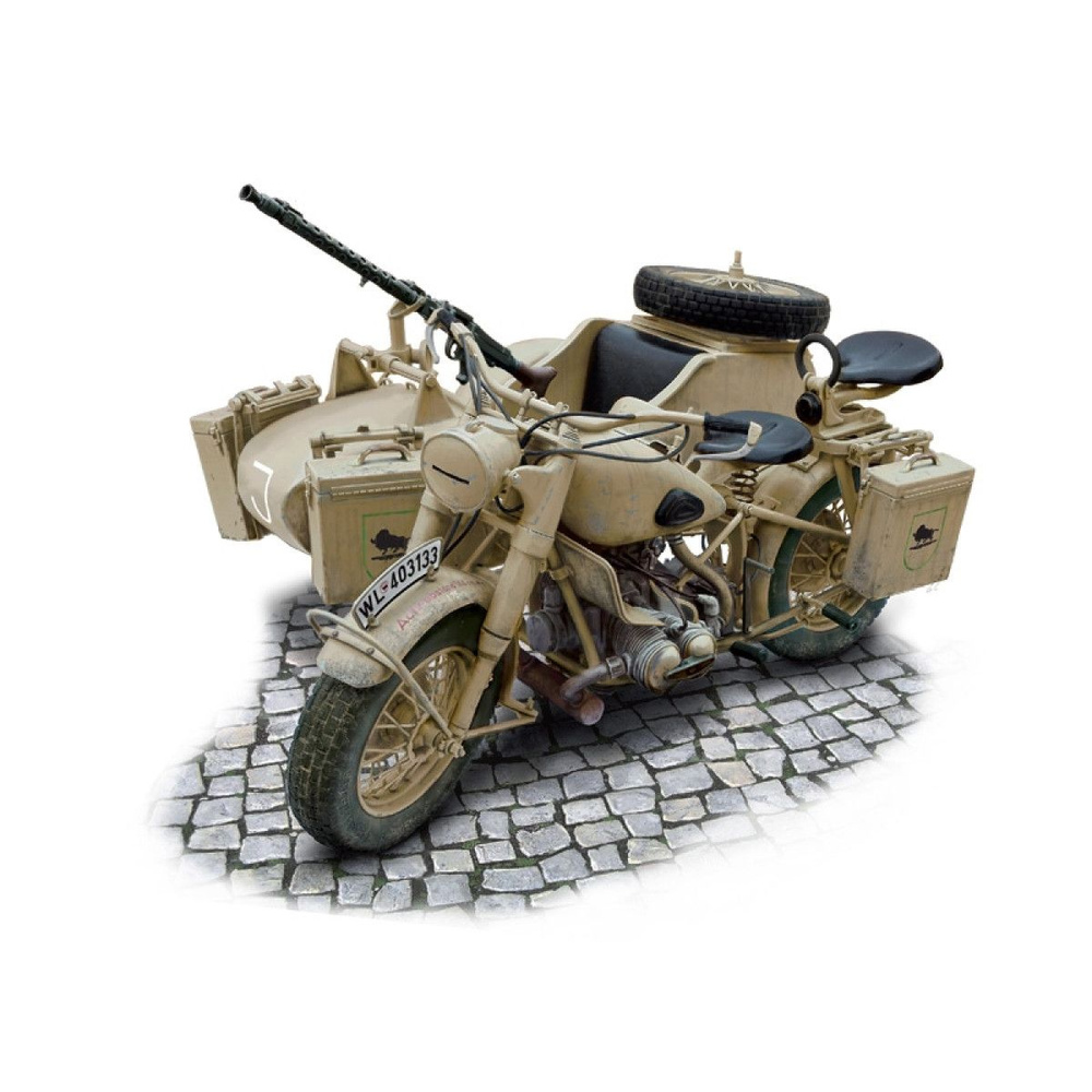 Italeri 7403 Сборная модель мото German Military Motorcycle with Sidecar 1:9 #1