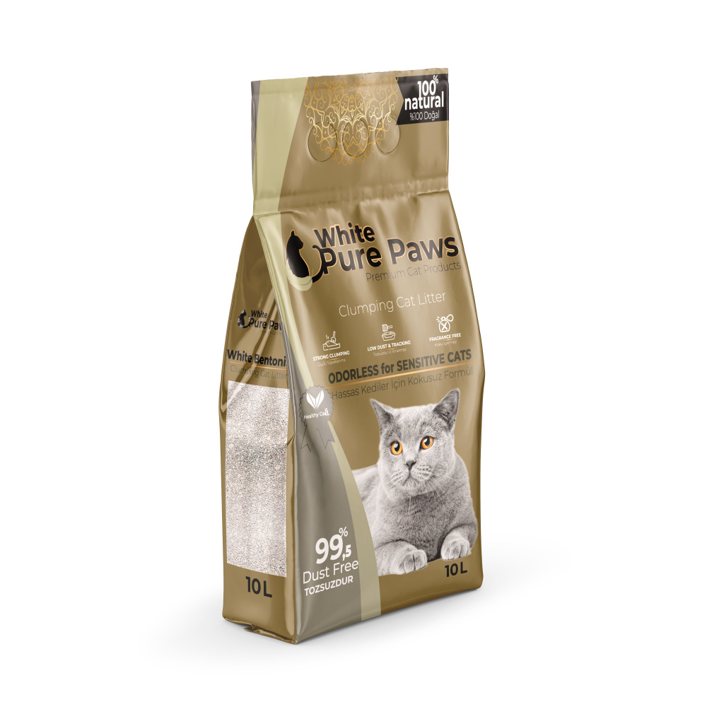 Наполнитель для кошачьего туалета White Pure Paws бентонитовый, комкующийся, премиум, без запаха, 20л #1