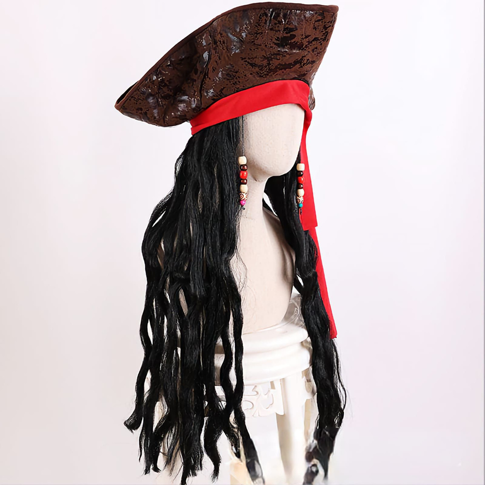 Карнавальная шляпа "Пират" с волосами люкс #1