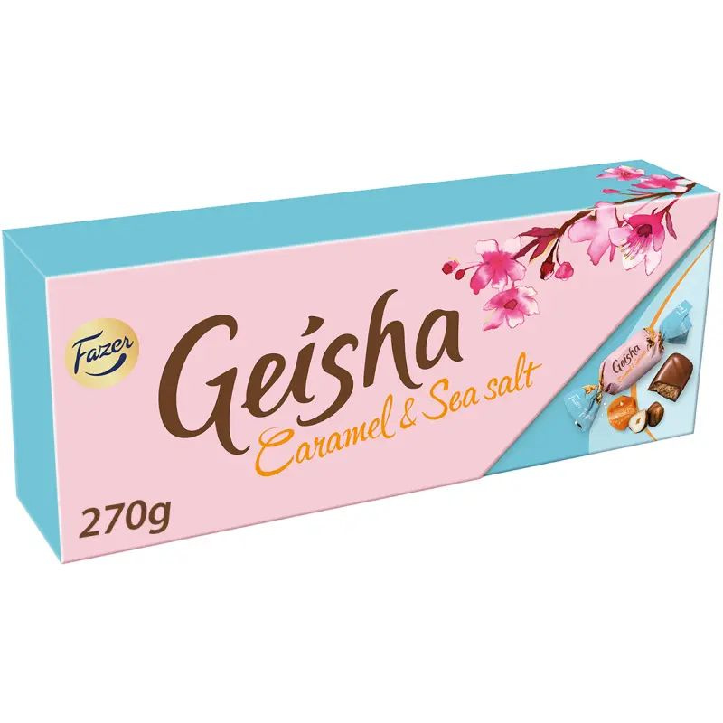 Шоколадные конфеты Fazer Geisha Caramel & Sea Salt с фундуком и соленой карамельной начинкой, 270 г (Финляндия) #1