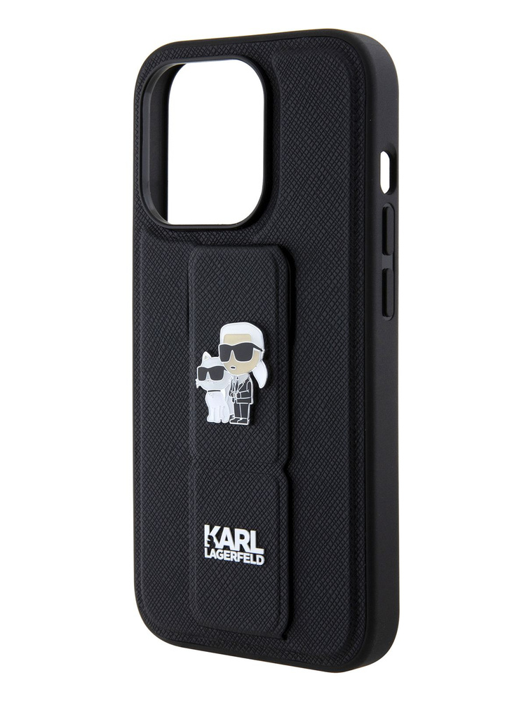 Чехол Karl Lagerfeld GripStand PU на Apple iPhone 15 Pro Max / для Айфон 15 Про Макс из экокожи, с ремешком #1