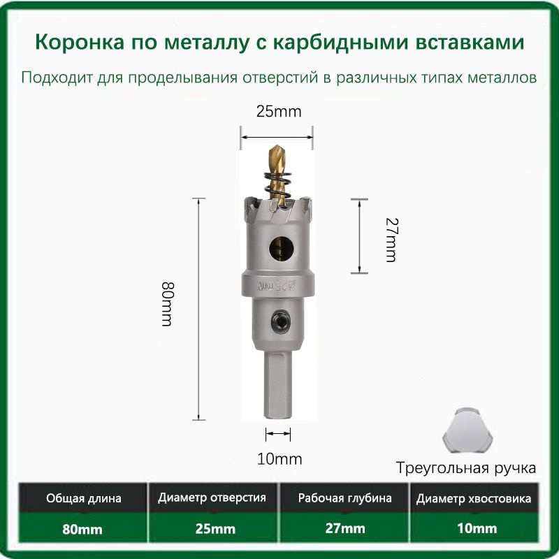 Твердосплавная коронка по металлу с победитом 25мм 1шт. #1