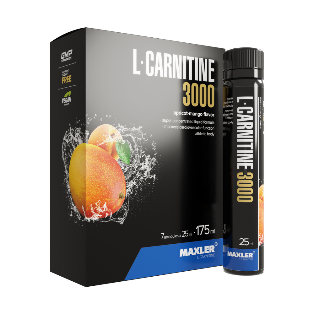 Л-Карнитин жидкий Maxler L-Carnitine 3000мг (7x25)мл Абрикос-манго #1