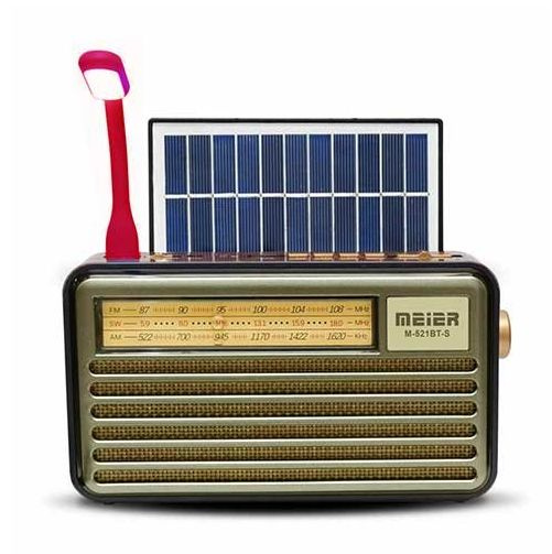 Аккумуляторный Радиоприемник HR-S521BT с Bluetooth/USB/SD/ Фонарик, с солнечной панелью золотой  #1