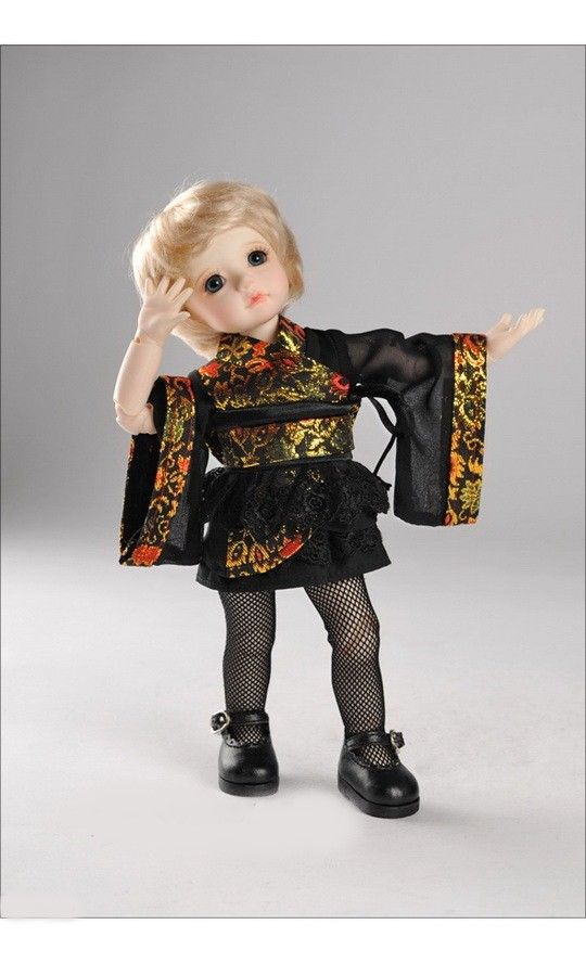 Комплект одежды для БЖД кукол Dollmore Yuki Kimono Dress Set (Кимоно Юки, чёрный, для кукол 26 см)  #1