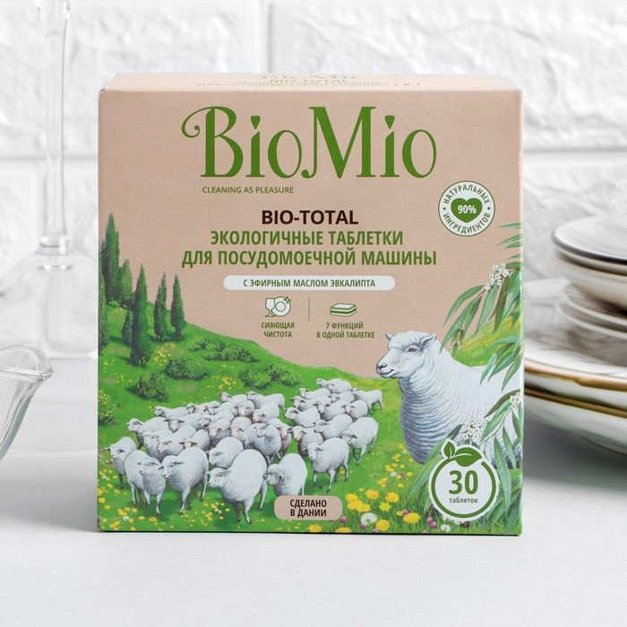 Таблетки для посудомоечных машин BioMio Bio-total, с эфирным маслом эвкалипта, 30 шт  #1