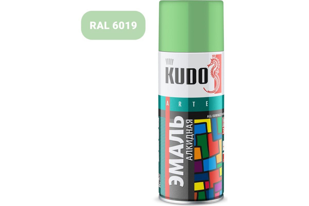 Эмаль KUDO KU-10089 универсальная алкидная глянцевая зелёная пастельная 520мл.  #1