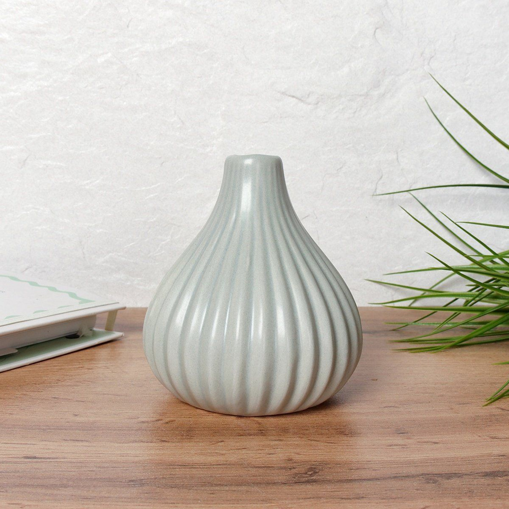 Ваза декоративная "Onion" 11 см., керамика, серого цвета #1