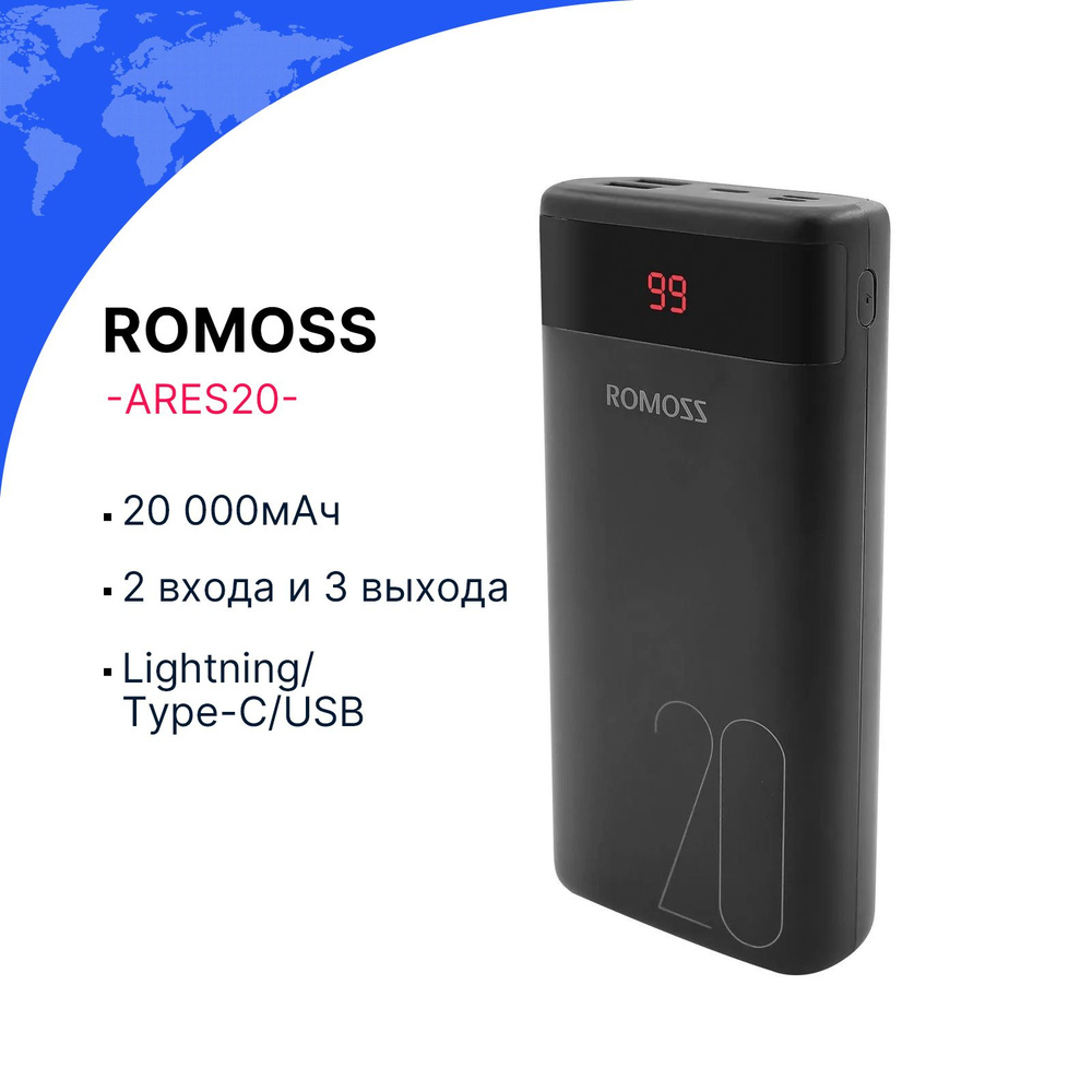 Внешний аккумулятор Romoss Ares20 20000мАч повер банк #1