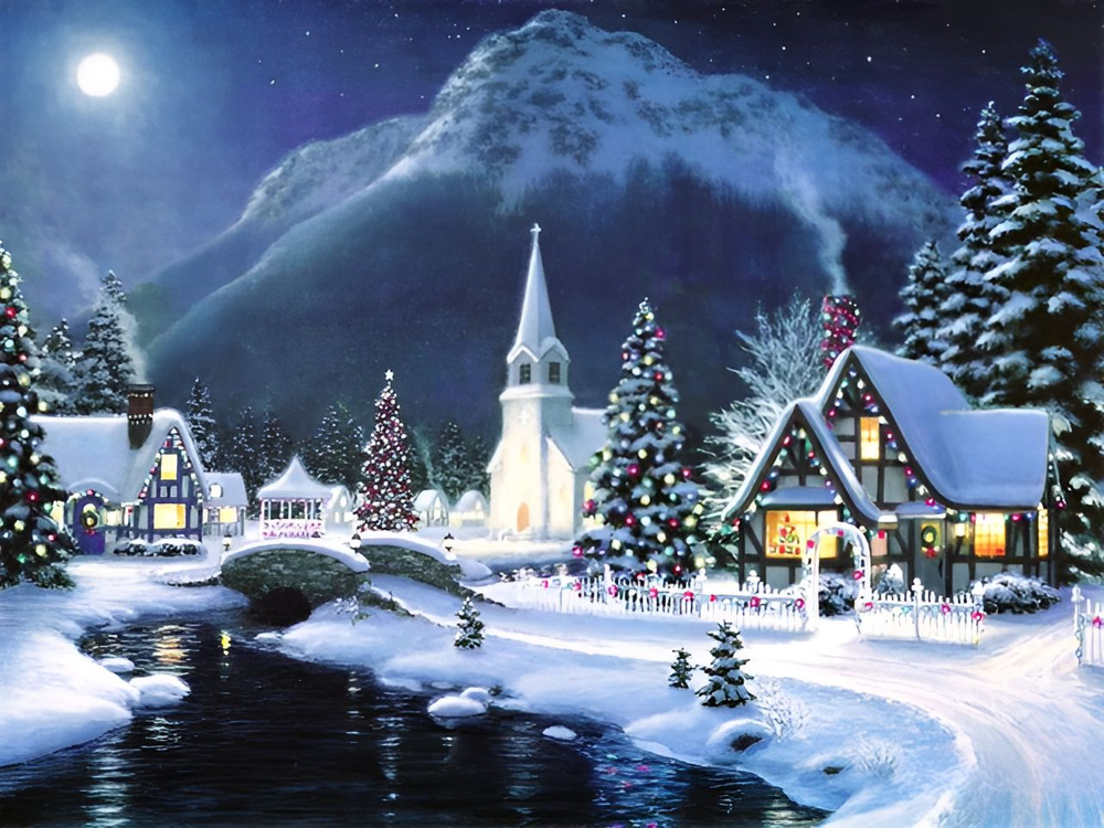 Картина по номерам 40*50 см "Зимняя праздничная ночь" #1