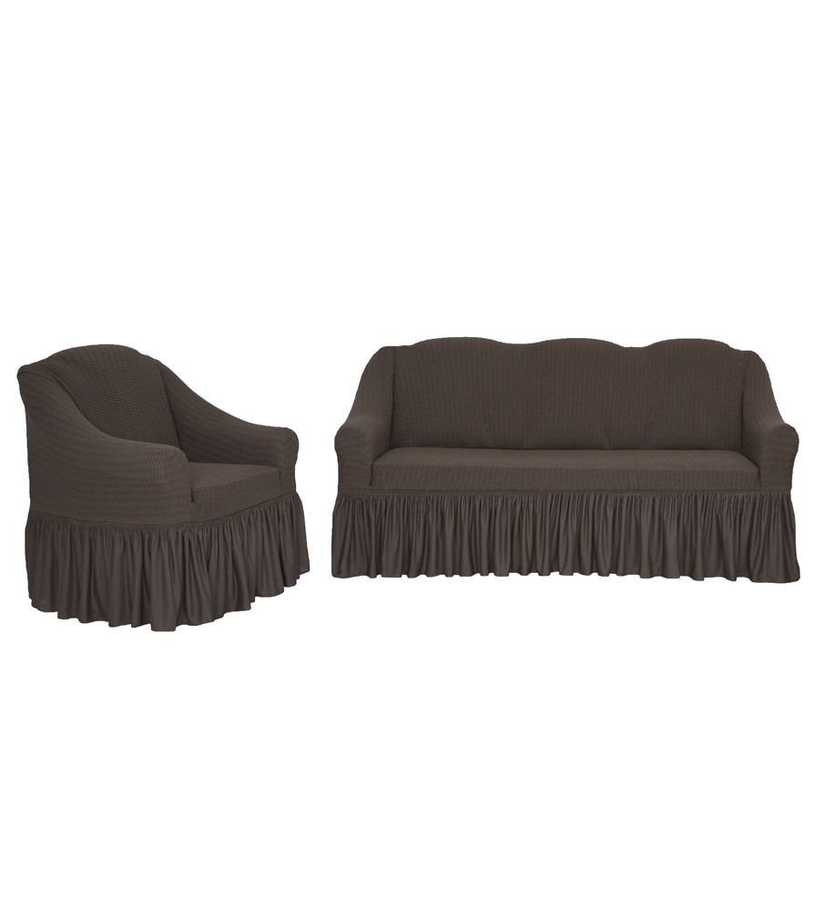 Жаккард Ткань. Комплект чехлы на трехместный диван и кресла  #1