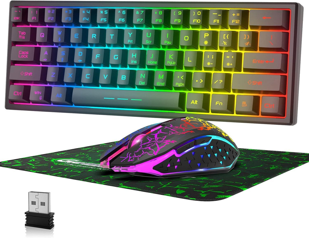 Беспроводная игровая клавиатура и мышь ATTACK SHARK 60%, 2.4GHz ...