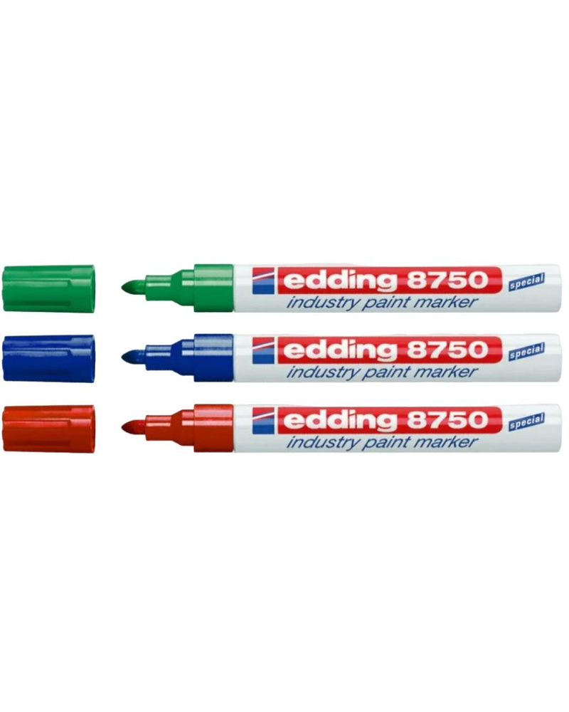 3 шт Маркер промышленный индустриальный EDDING 8750 industry paint marker 2-4 mm с краской 3 цвета  #1