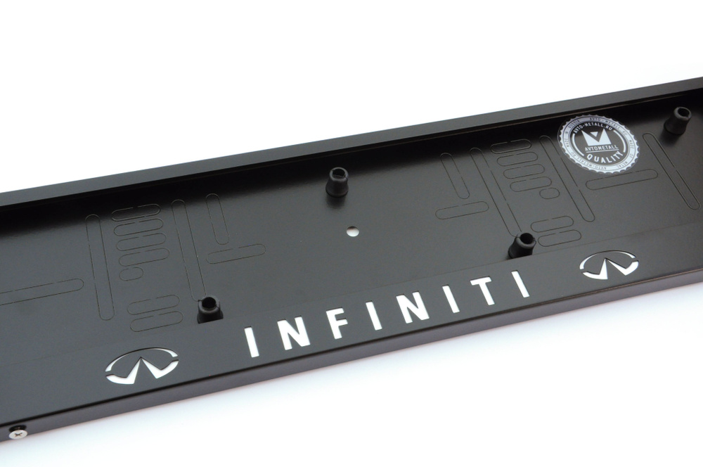 Рамка номерного знака с надписью INFINITI из металла черная / Рамка для автомобиля / рамка гос номера #1