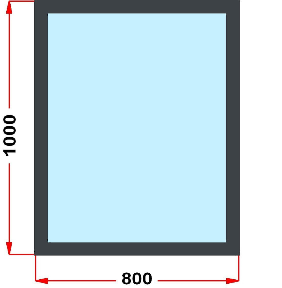Окно из профиля Grunder 70 мм (1000 x 800), не открывающееся, стеклопакет 3 стекла, темно-серое снаружи, #1
