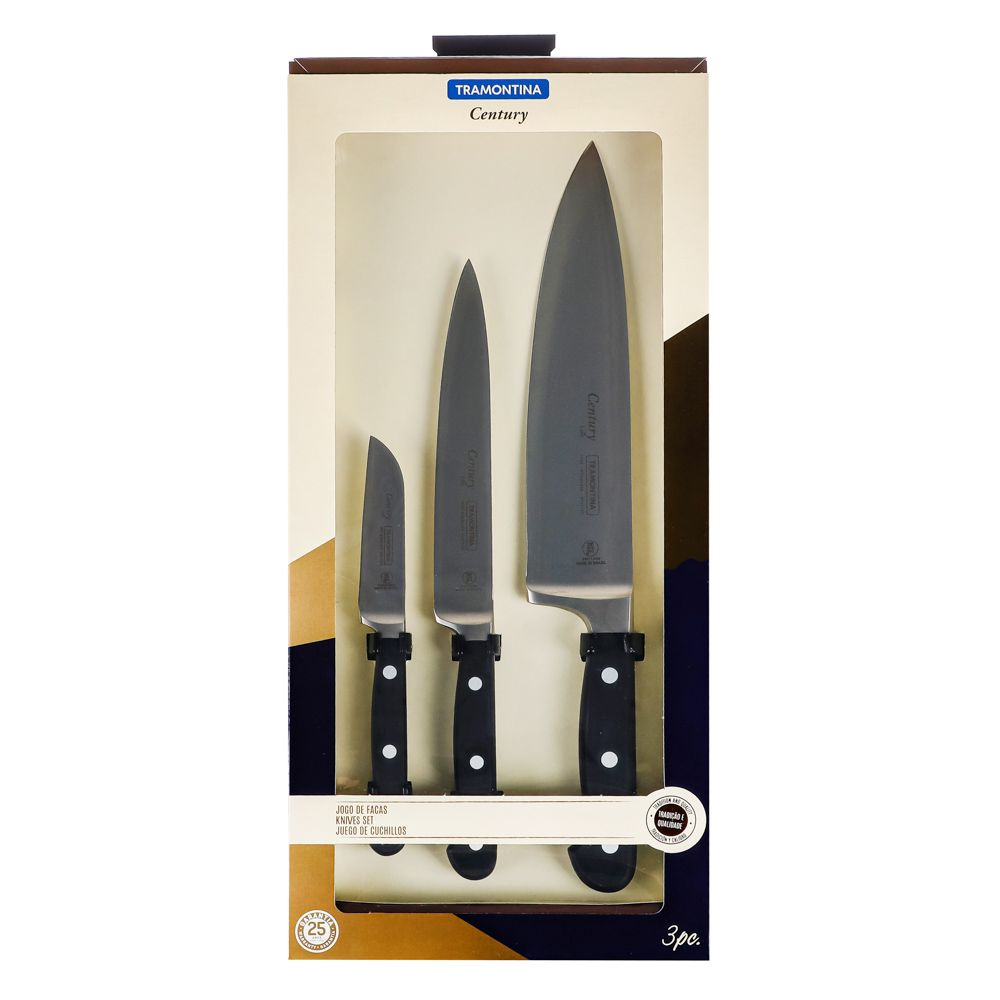 Набор ножей 3 шт Tramontina Century, кухонных универсальных для повара и дома 24099/037  #1