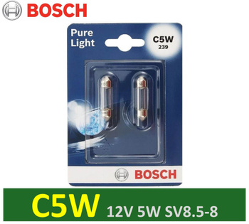 Bosch C5W (239) Pure Light Car Light Bulbs - 12 V 5 W SV8,5-8 35 mm - 2  Bulbs