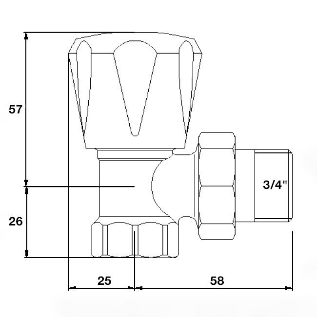 Клапан радиаторный VALTEC угловой 3/4" с полусгоном VT.007.LN.05