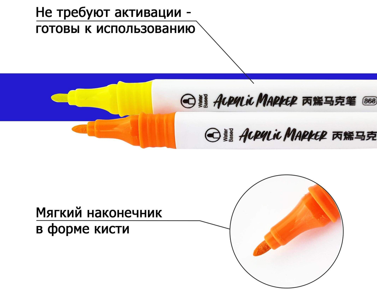 Акриловые маркеры не требуют активации