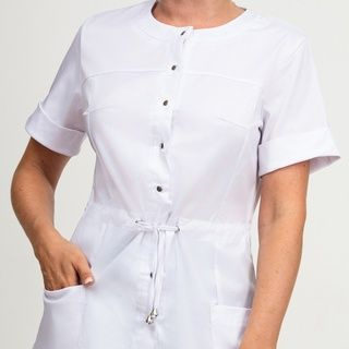 Медицинская женская блуза 404.4.6 Uniformed ткань сатори стрейч, рукав короткий, цвет белый