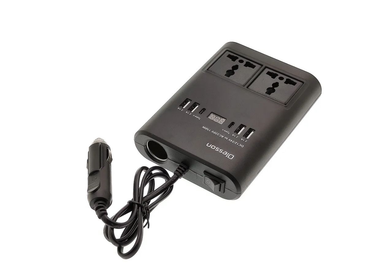 Разветвительприкуривателя+Инвертор220V150W12V/24V2Type-C+5V/2.1A*4(NO1662)