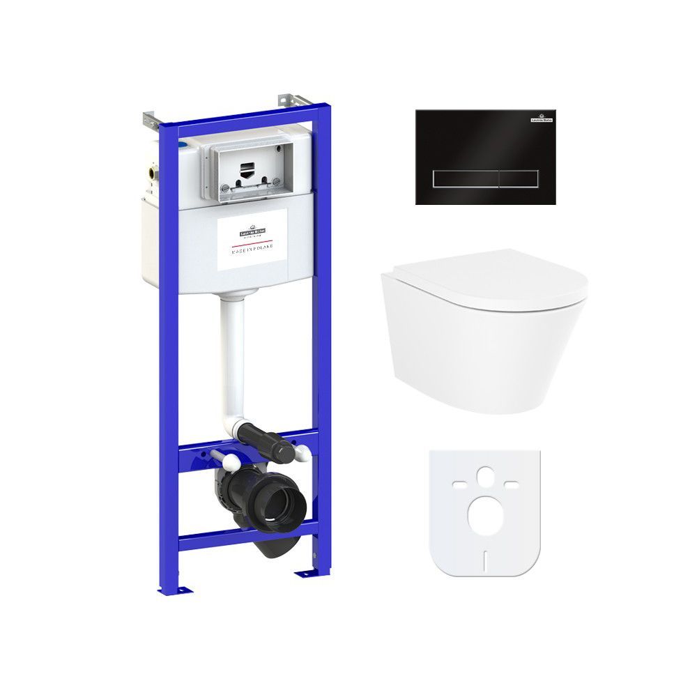 Инсталляциясподвеснымунитазомкомплект6в1LaviniaBohoBioreCompactoRimless77040088:подвеснойбезободковыйунитаз,сиденьемикролифт,инсталляция,крепление,кнопка,шумоизоляция.Германия