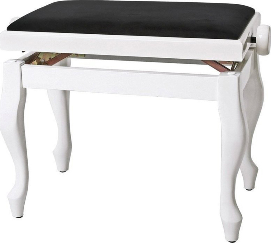 GEWA Piano Bench Deluxe Classic White Highgloss 130350 - банкетка белая глянцевая гнутые ножки верх черный #1