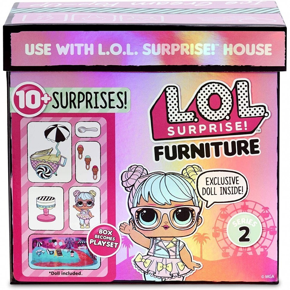 LOL Surprise! Furniture Ice Cream Pop-Up игровой набор кукла ЛОЛ и тележка с мороженым 2 серия  #1