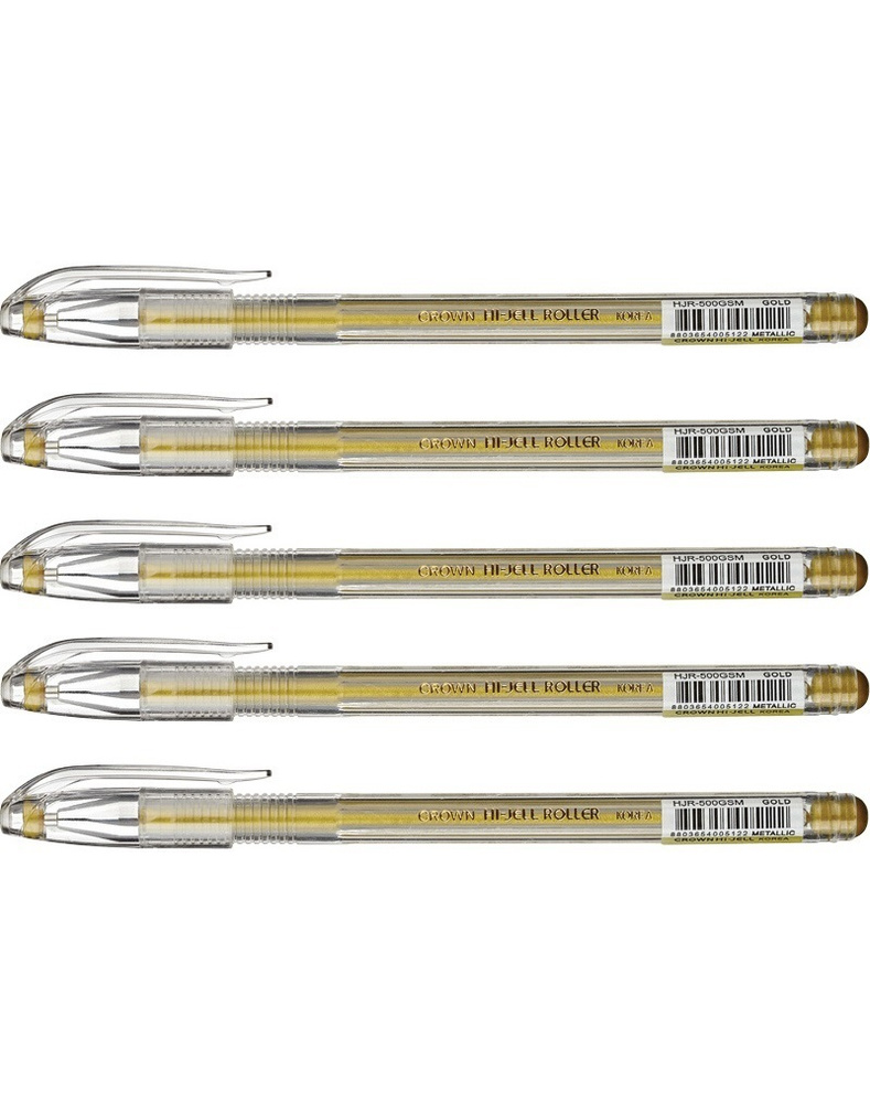 Crown Набор ручек Гелевая, толщина линии: 0.5 мм, цвет: Золотой, 5 шт.  #1