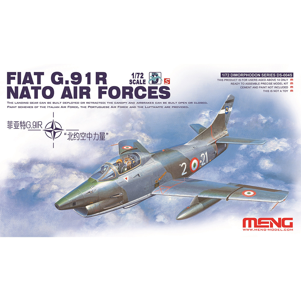 Сборная модель, конструктор "MENG" DS-004s "самолёт" FIAT G.91R NATO AIR FORCES 1/72  #1