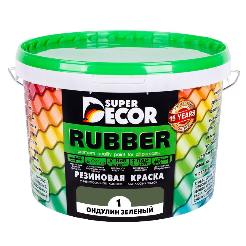 Резиновая краска Super Decor Rubber №01 Ондулин зеленый 3 кг #1