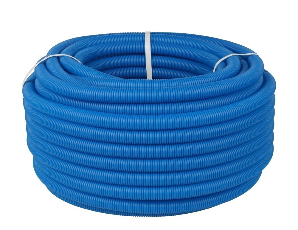 Труба STOUT гофрированная ПНД, цвет синий, наружным диаметром 25 мм для труб диаметром 16-22 мм бухта #1