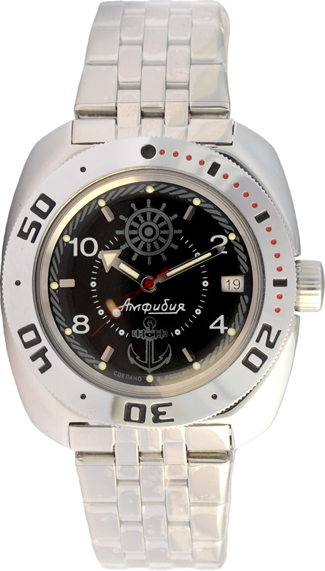 Мужские наручные часы Восток Амфибия Восток Амфибия 7104526, автоподзавод, водозащита 200 м., стальной #1