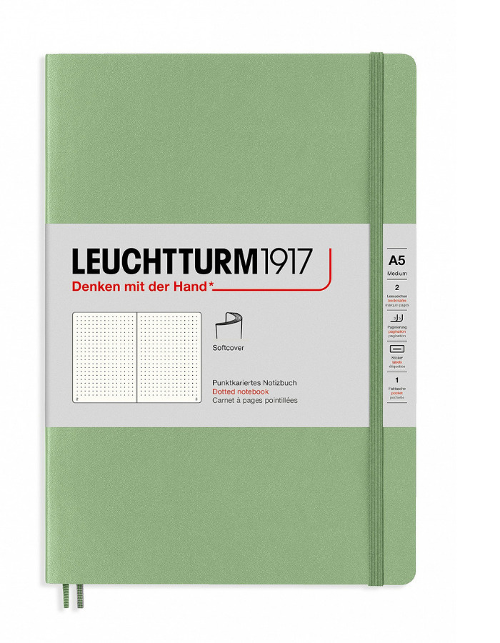 Блокнот Leuchtturm1917 Medium A5, мягкая обложка, шалфей, в точку #1