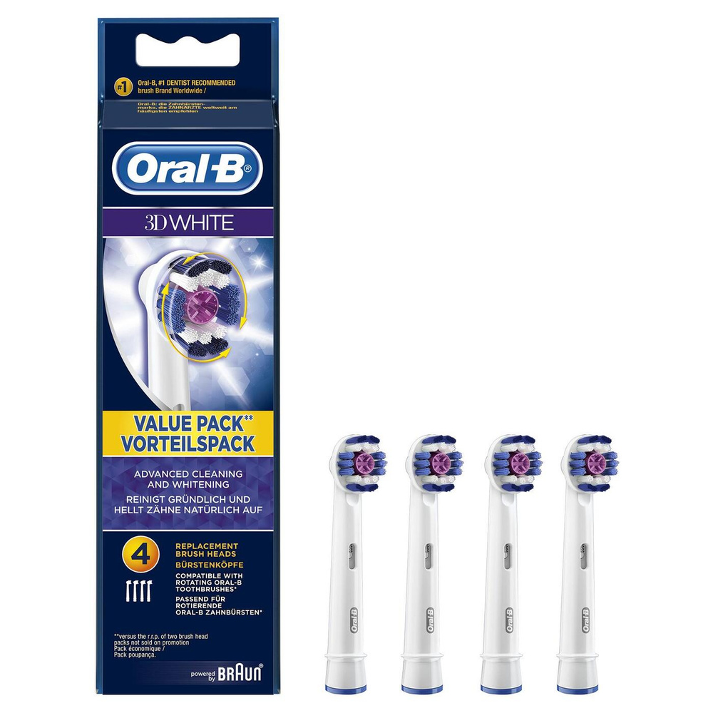 Сменные насадки для электрических зубных щеток Oral-B 3D White для отбеливания, 4 шт.  #1