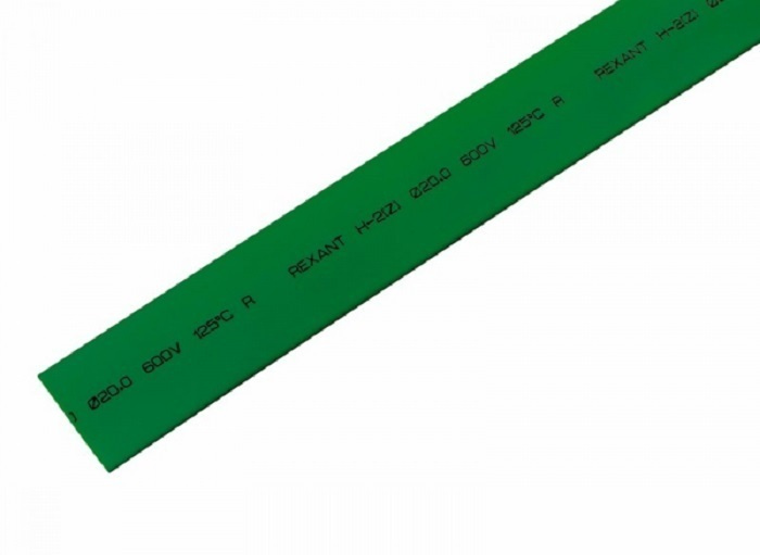 Трубка термоусаживаемая ТУТ 20,0 / 10,0 мм зеленая (1м), комплект 3 шт  #1